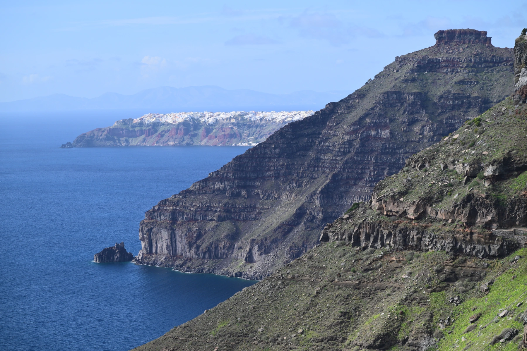 火山崖与海，希腊旅行摄影