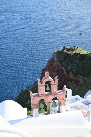 海边钟楼，希腊旅行摄影