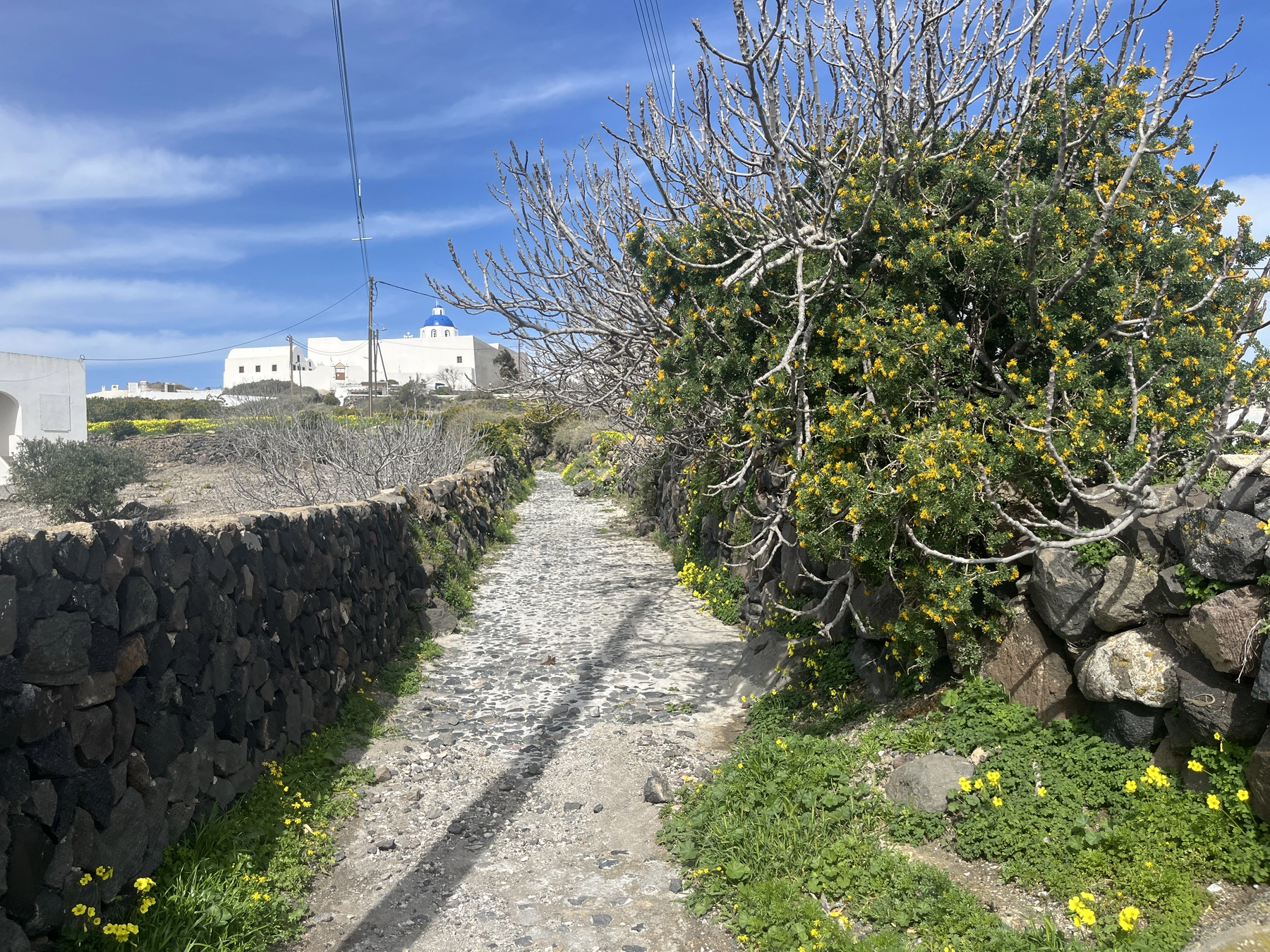 通向白色小堂，希腊旅行摄影